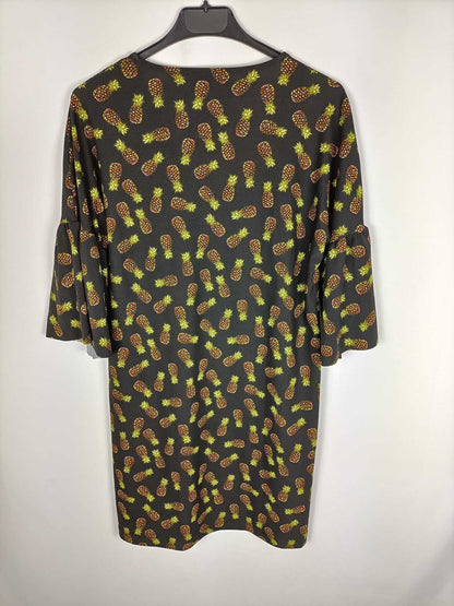 MANGO.Vestido negro piñas T.s