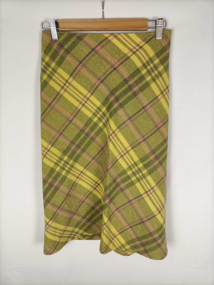 ZARA. Checkered midi skirt S.36