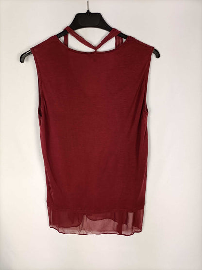 MASSIMO DUTTI.Camiseta burdeos T.m