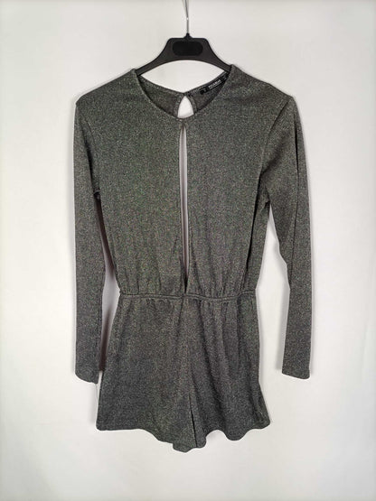 MarketPULL&BEAR.Mono corto plateado T.s