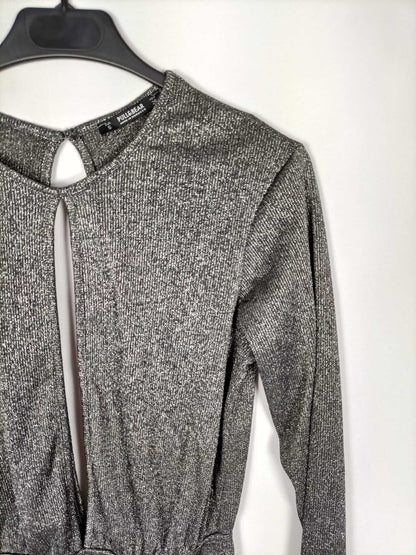 MarketPULL&BEAR.Mono corto plateado T.s