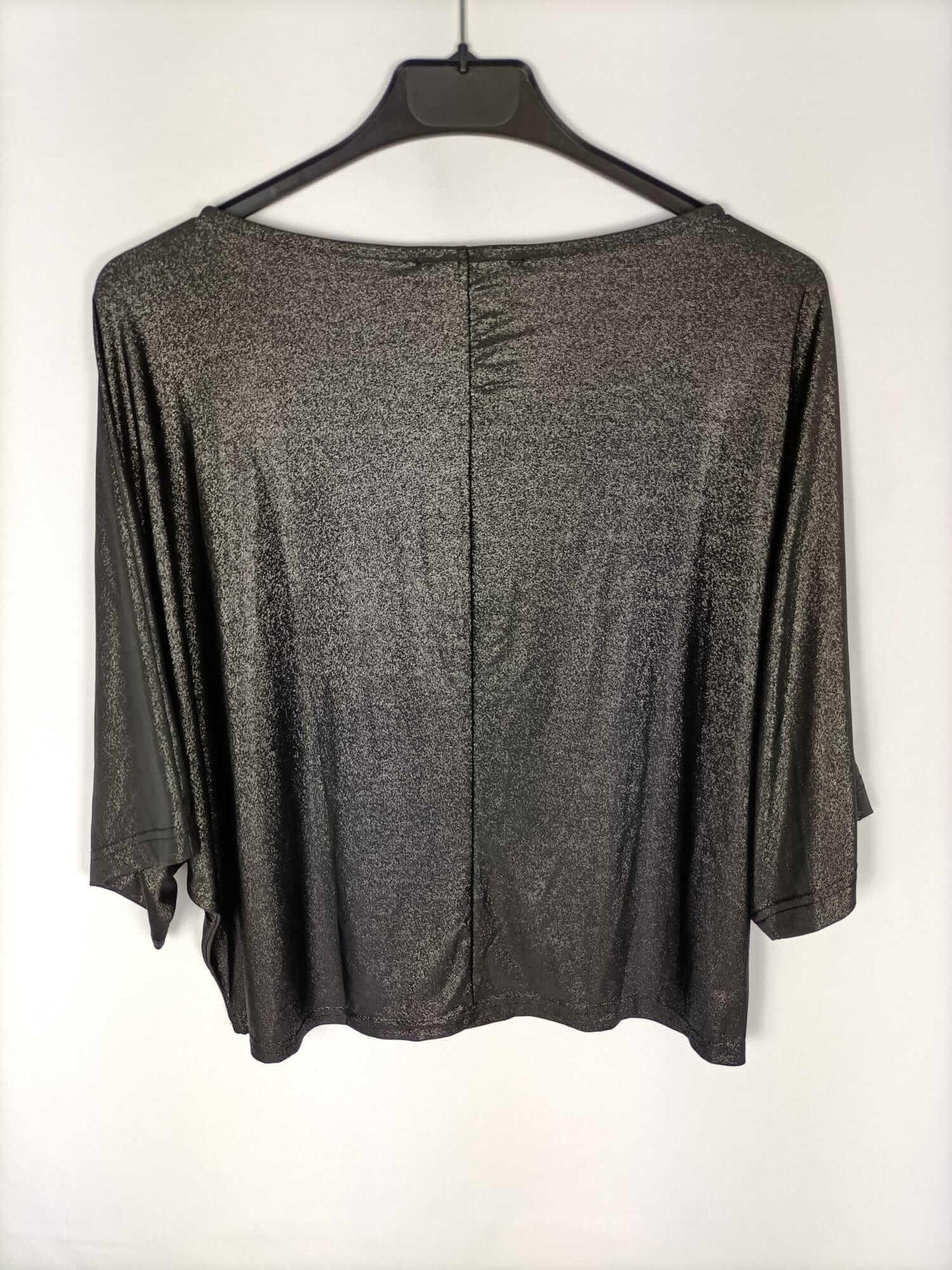 MANGO.Top negro hilos T.s