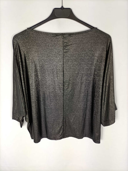 MANGO.Top negro hilos T.s