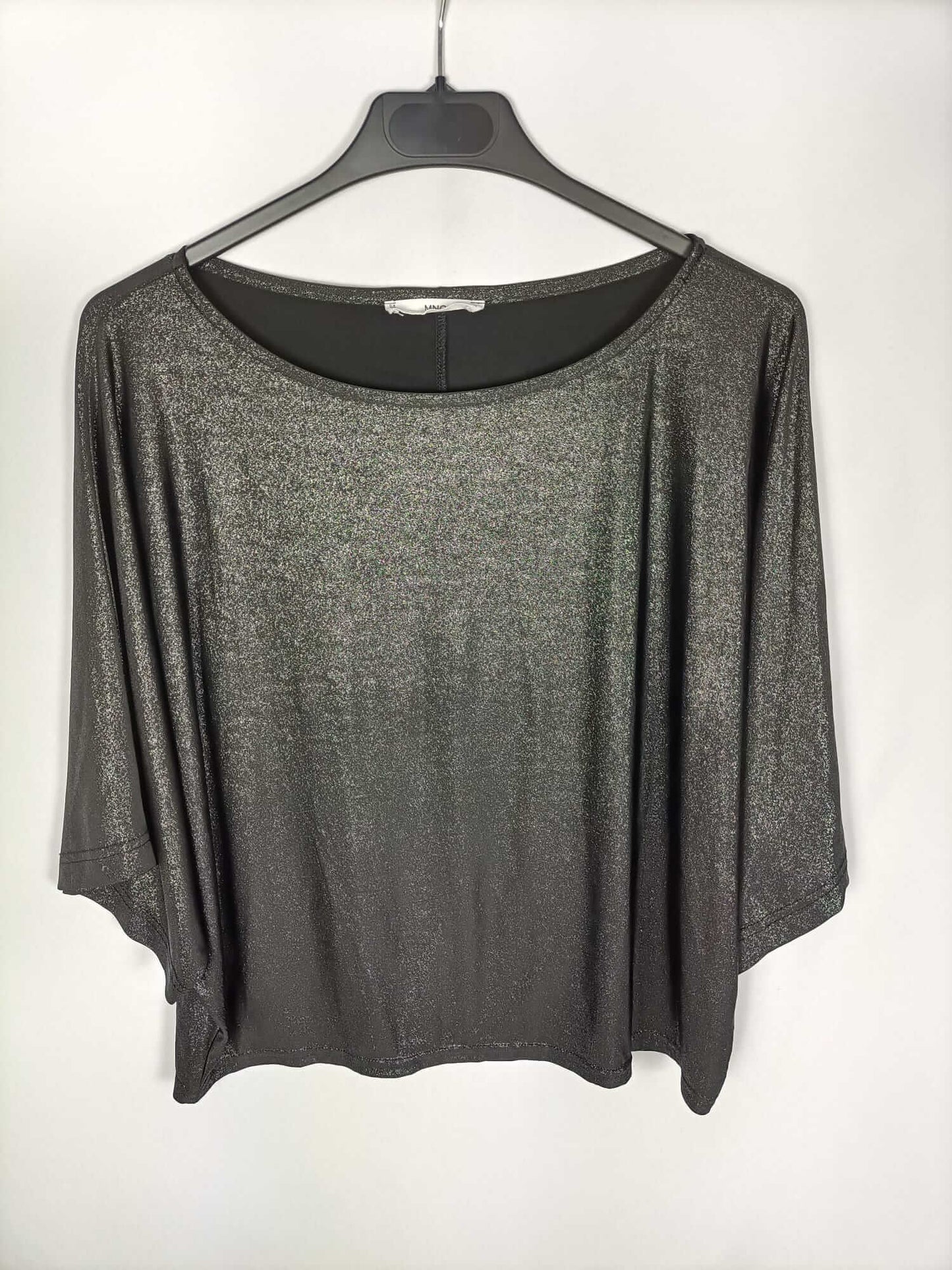 MANGO.Top negro hilos T.s