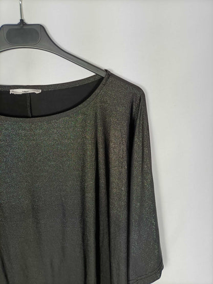 MANGO.Top negro hilos T.s