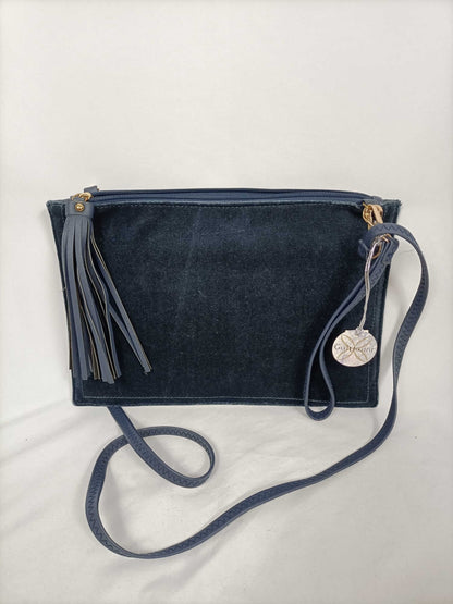 GALBANI.Cartera azul bordada