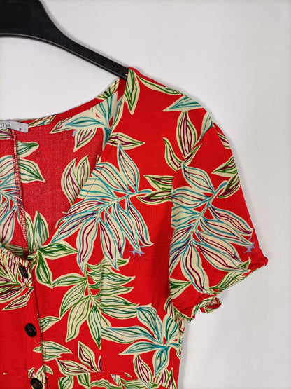 MUSE. Vestido rojo flores T.s