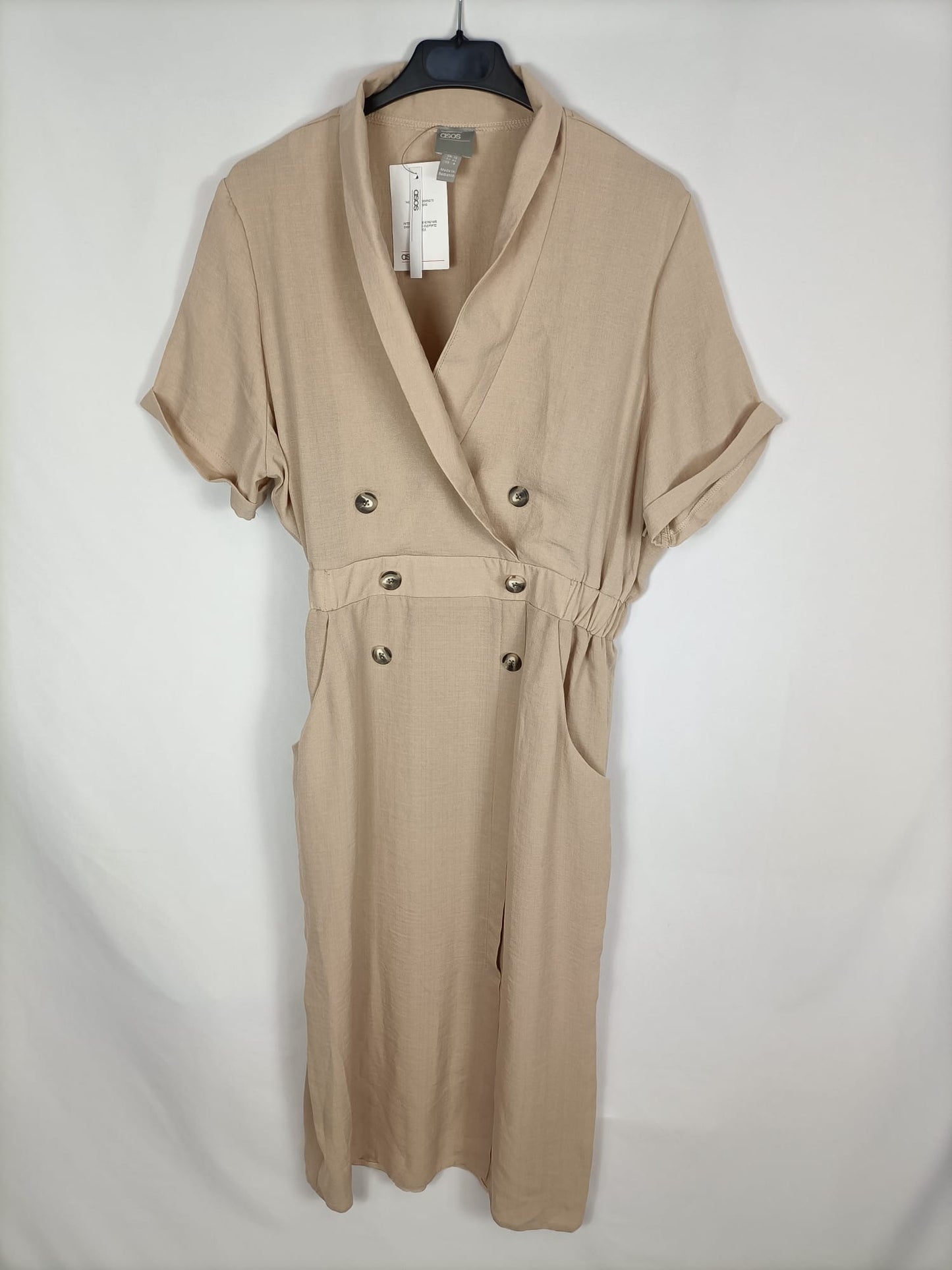 ASOS. Vestido midi beige T.40