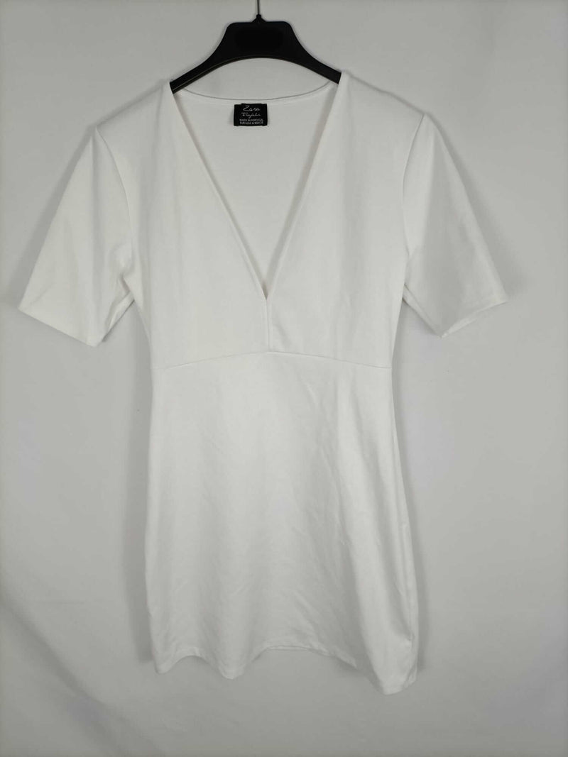 ZARA. Vestido blanco elastico T.m