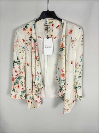 BERSHA. Chaqueta beige flores T.m