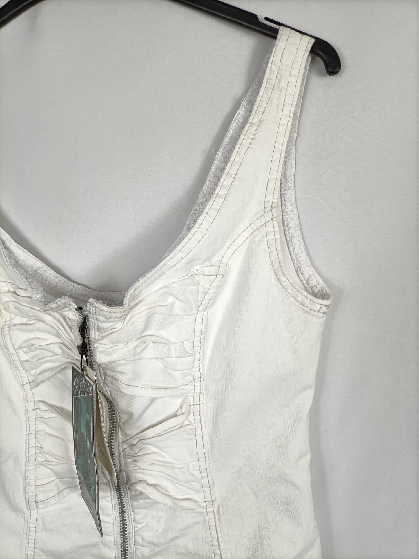 BERSHKA. Vestido denim blanco T.l