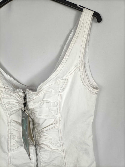 BERSHKA. Vestido denim blanco T.l