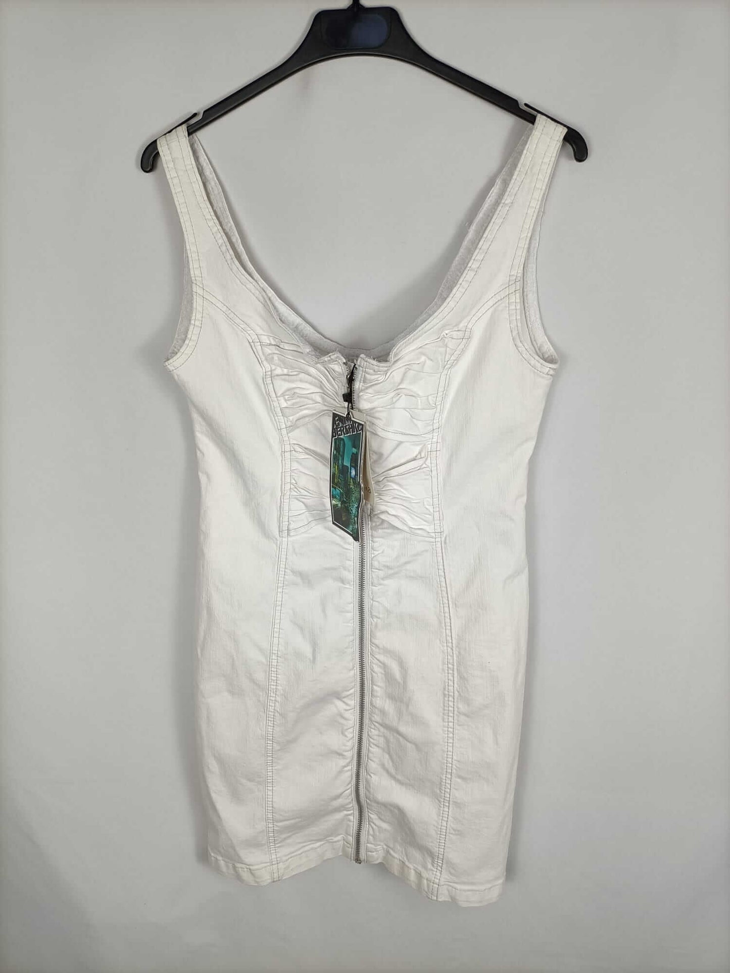 BERSHKA. Vestido denim blanco T.l
