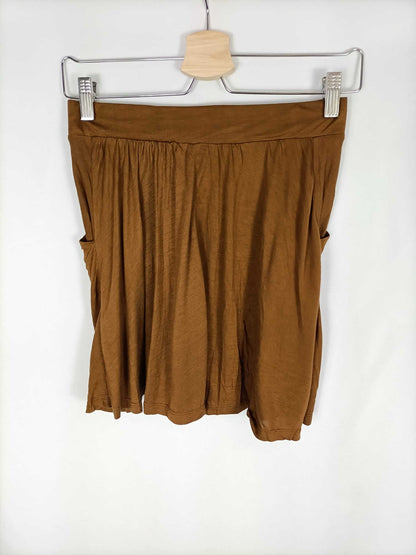 PULL&BEAR. Falda elástica marrón T.s