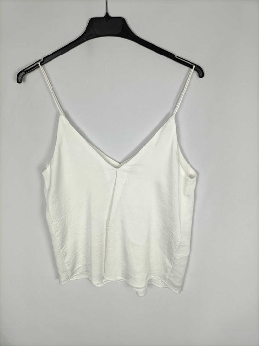 MANGO. Top blanco tirantes T.xs