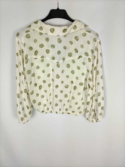 ZARA. Beige blouse with green polka dots Tm