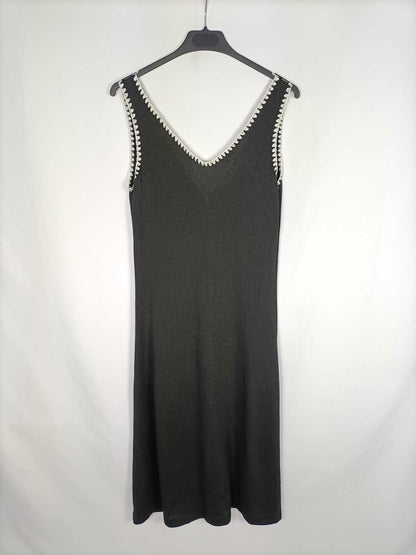 MANGO. Vestido negro punto T.s