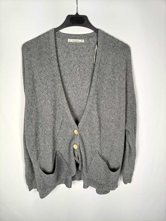 PULL&amp;BEAR. Ts grey ribbed cardigan