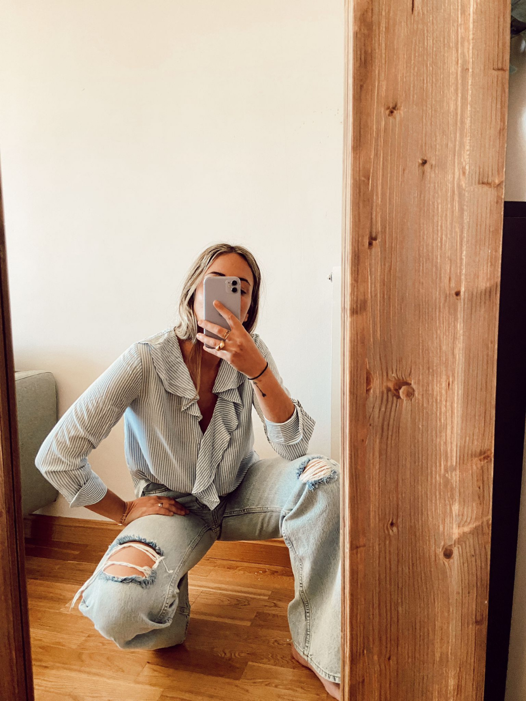 ZARA. Blusa rayas volantes  T.m