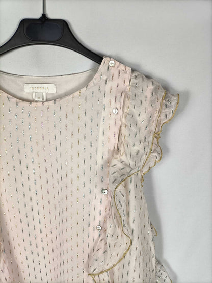 INTROPY. Pink metallic plumeti blouse T.38