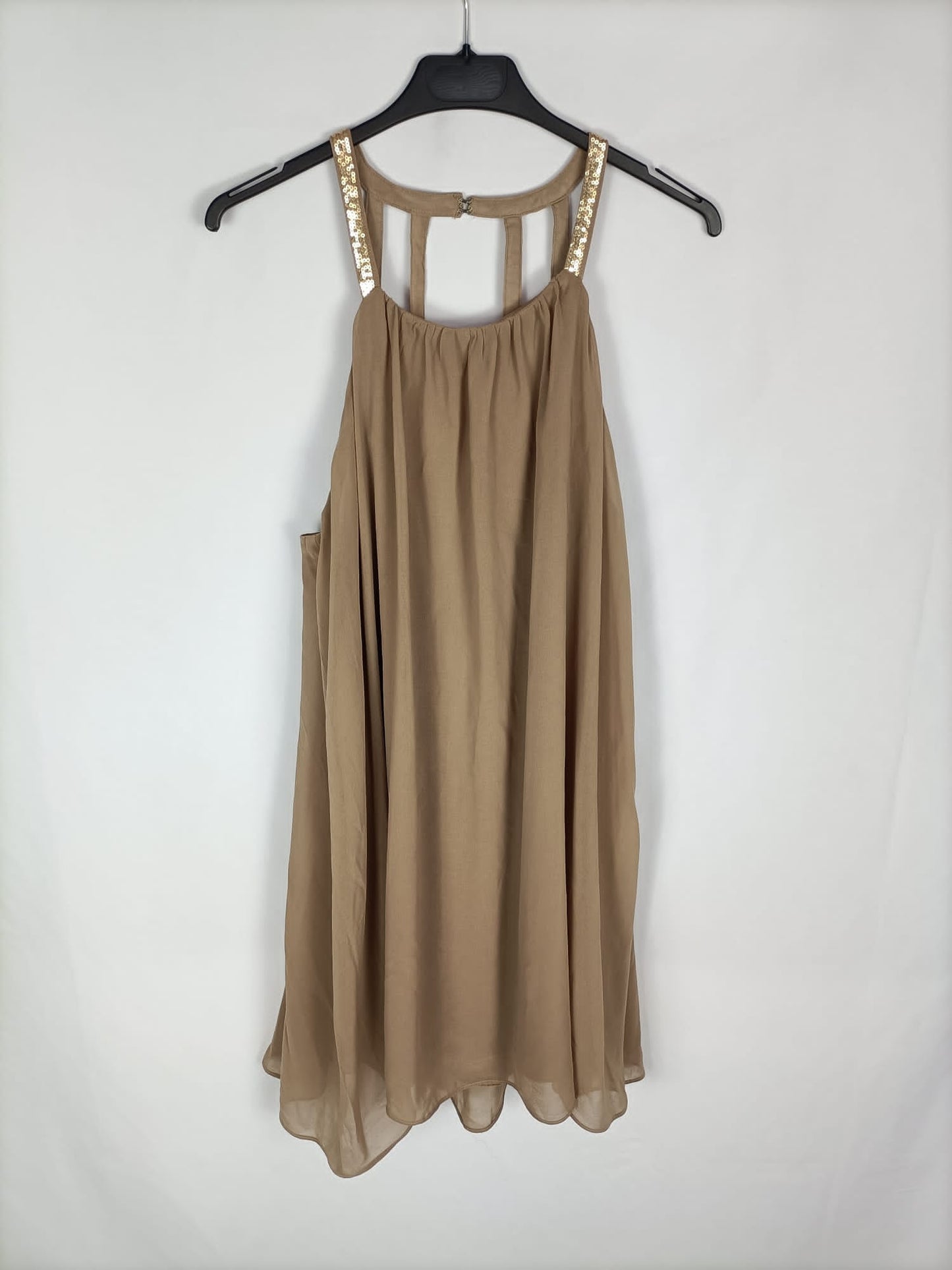 COOL GIRLS PARIS. Beige dress with back Ts/m