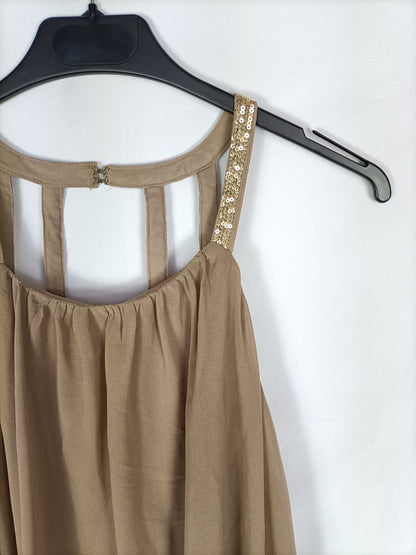COOL GIRLS PARIS. Beige dress with back Ts/m