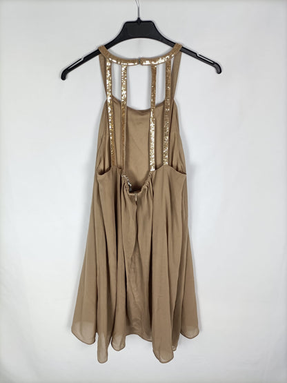COOL GIRLS PARIS. Beige dress with back Ts/m
