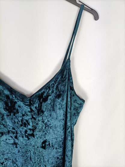 PULL&BEAR. Mono verde terciopelo T.l