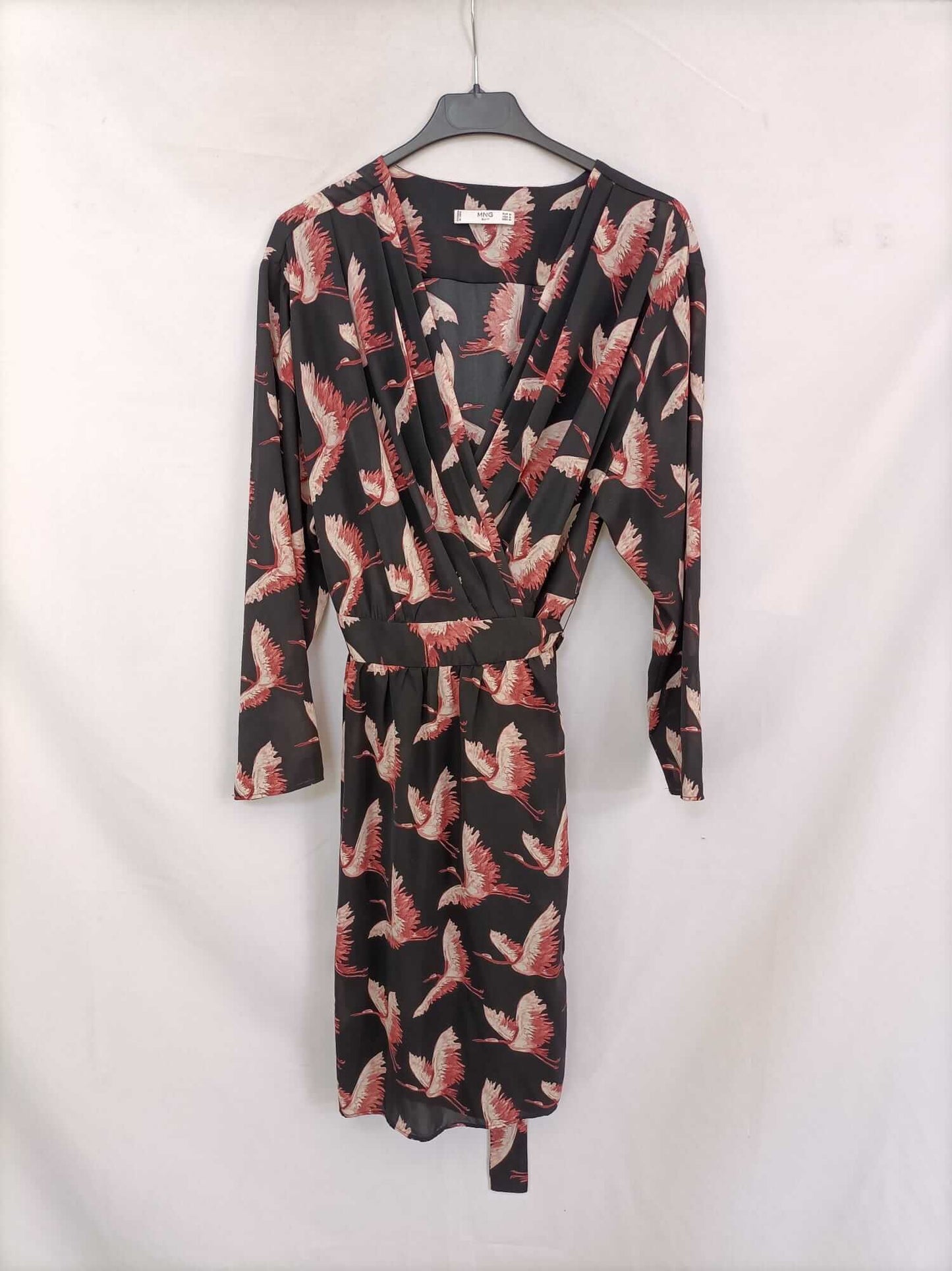 MANGO.Vestido negro cruzado T.m