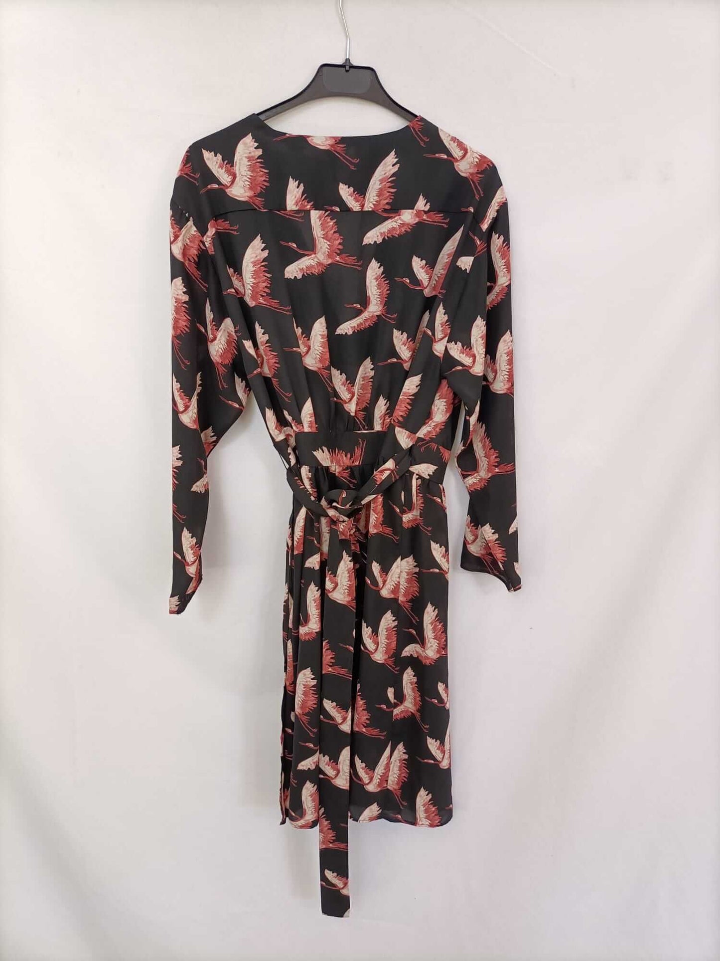 MANGO.Vestido negro cruzado T.m