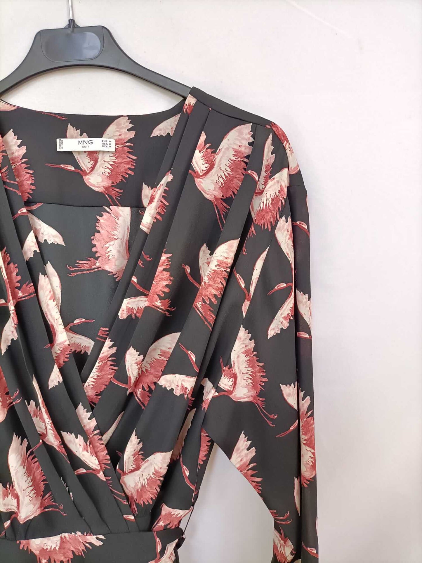 MANGO.Vestido negro cruzado T.m