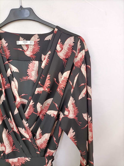 MANGO.Vestido negro cruzado T.m