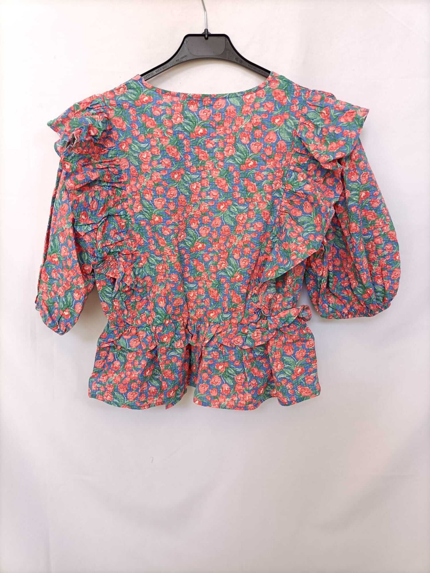 SHEIN.Blusa azul tulipanes T.m