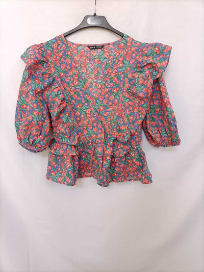 SHEIN.Blusa azul tulipanes T.m