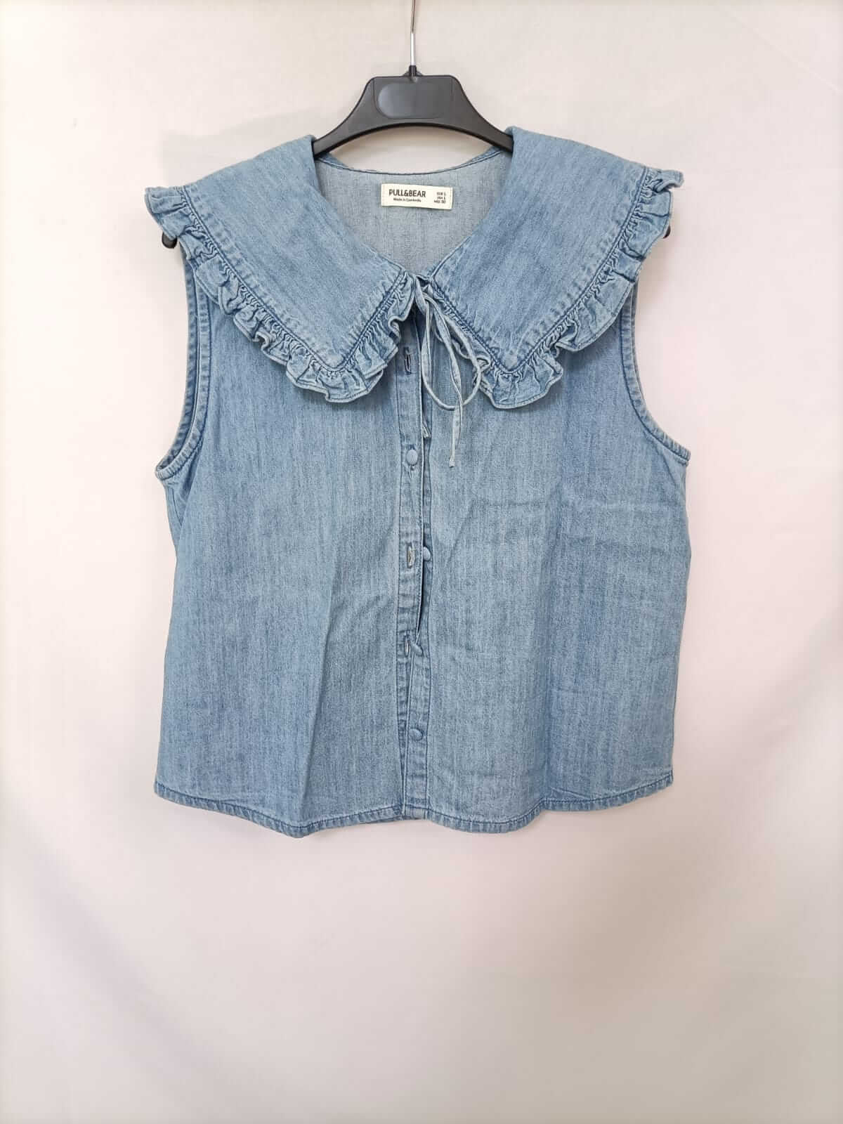 PULL&BEAR.Blusa denim cuello T.m