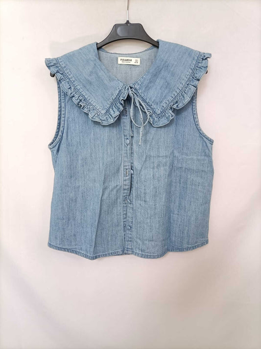 PULL&amp;BEAR. Denim blouse with Tm collar