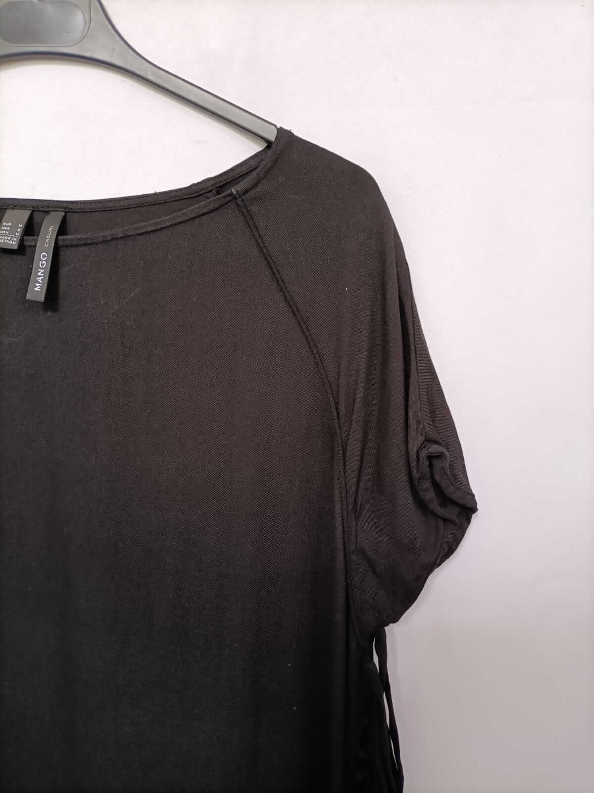 MANGO.Vestido negro flecos T.m