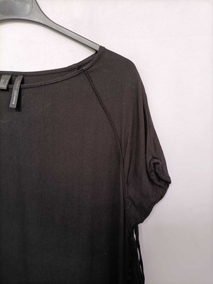 MANGO.Vestido negro flecos T.m