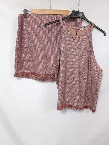 ZARA.Top punto pulticolor flecos T.L