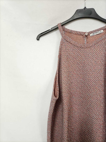 ZARA.Top punto pulticolor flecos T.L