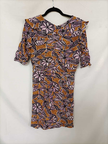 ZARA.Vestido corto fruncido T.L