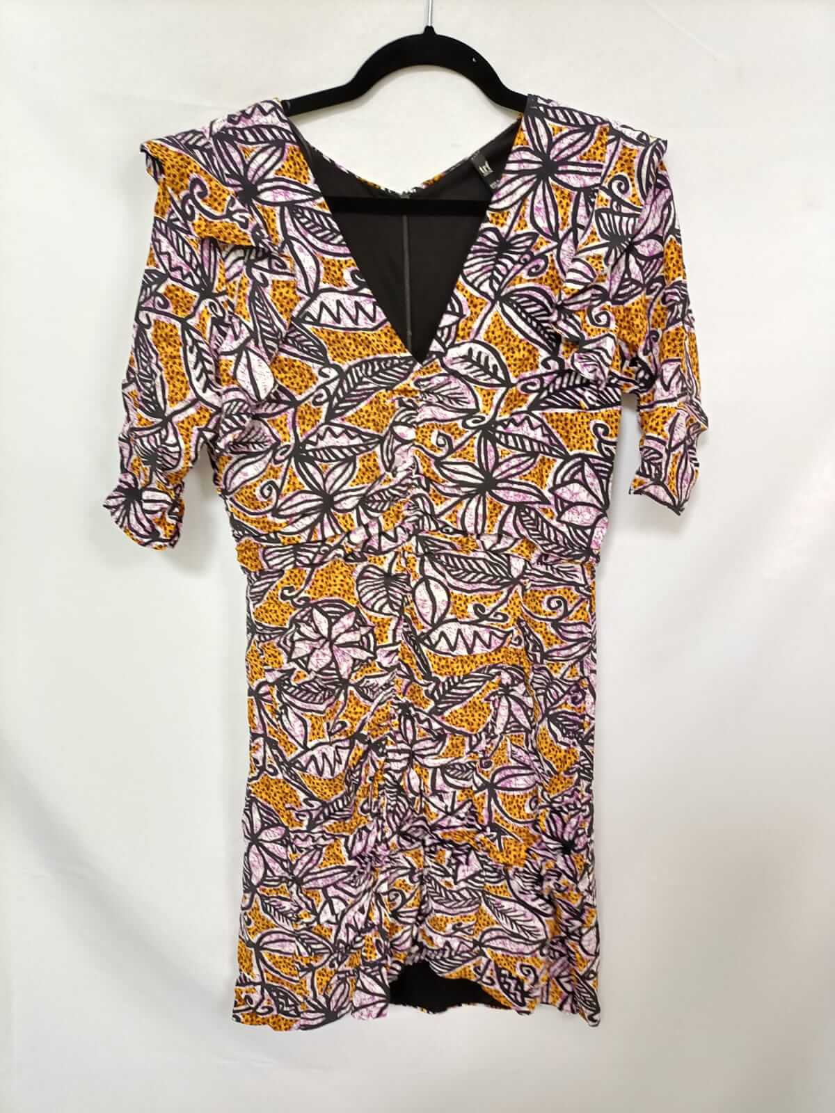 ZARA.Vestido corto fruncido T.L