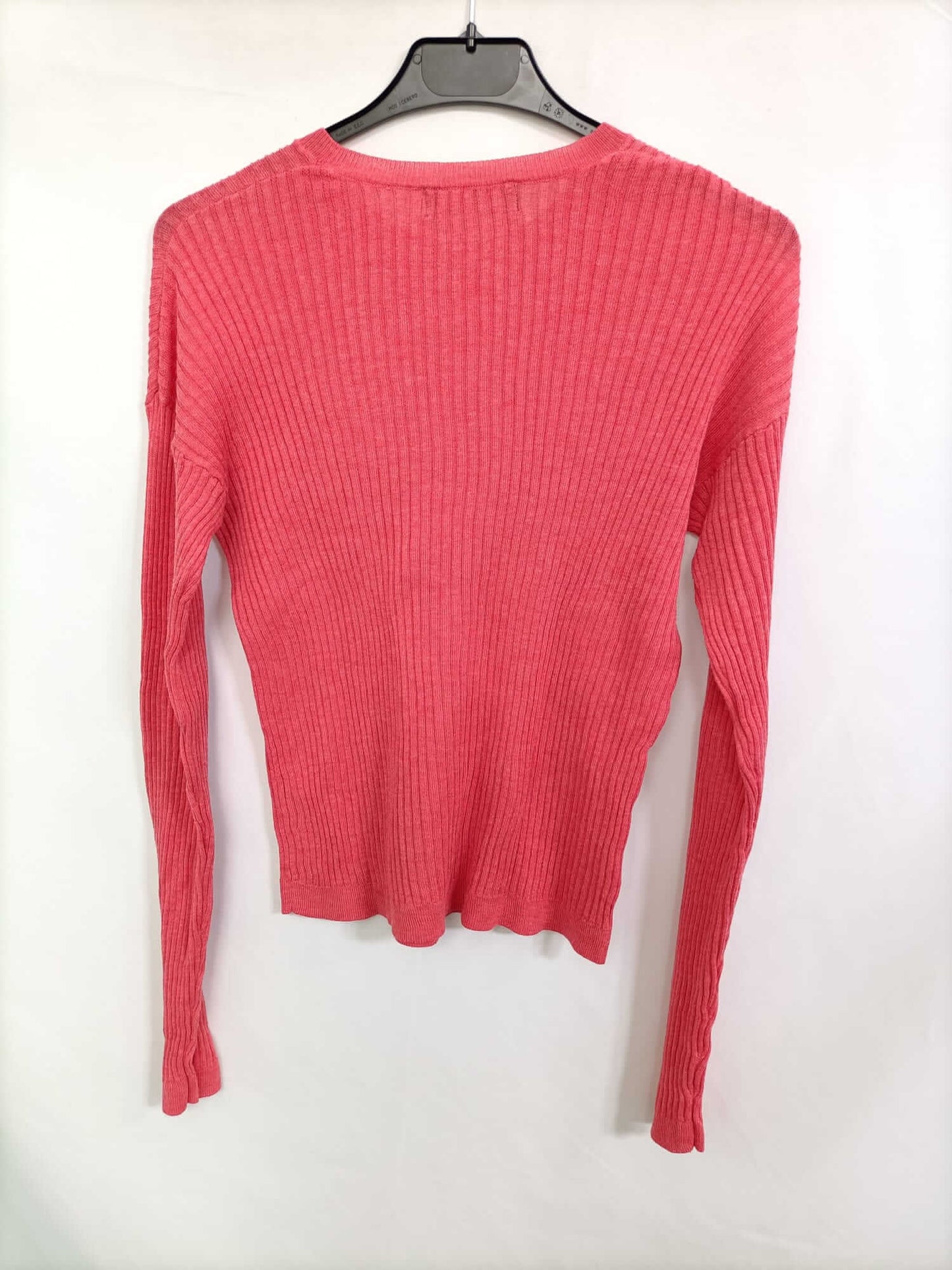 BERSHKA. Coral Pink Ribbed Ts Top