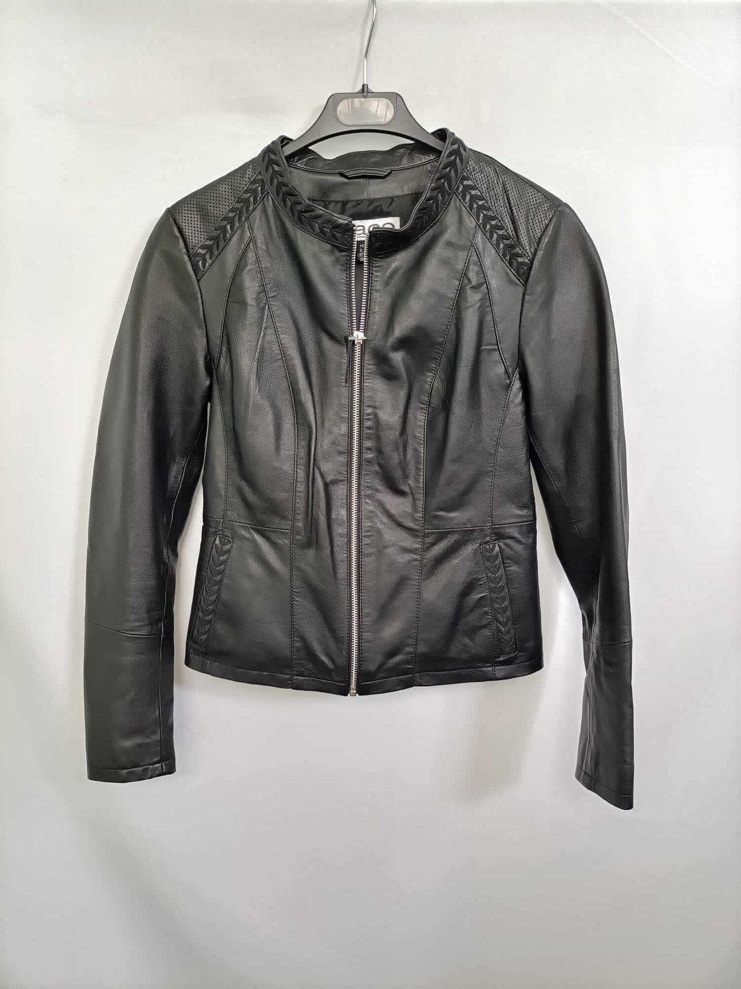 ISACO&amp;KAWA. Black leather jacket, size 36
