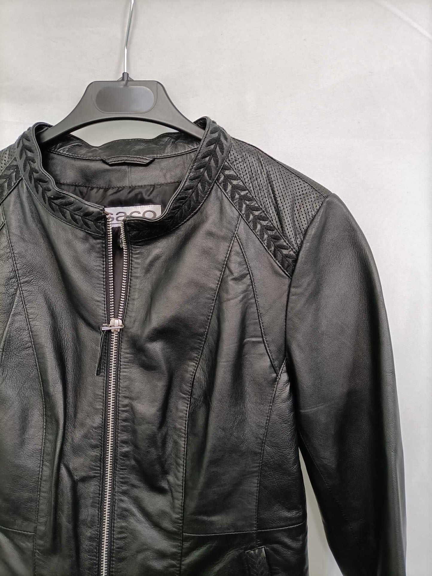 ISACO&amp;KAWA. Black leather jacket, size 36