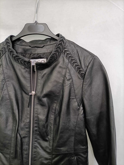 ISACO&amp;KAWA. Black leather jacket, size 36