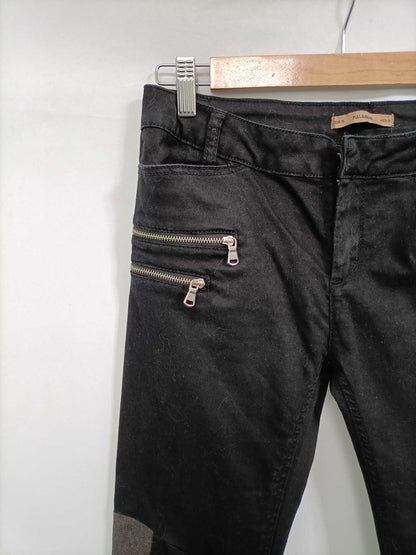 PULL&BEAR. Pantalón negro doble textura T.36