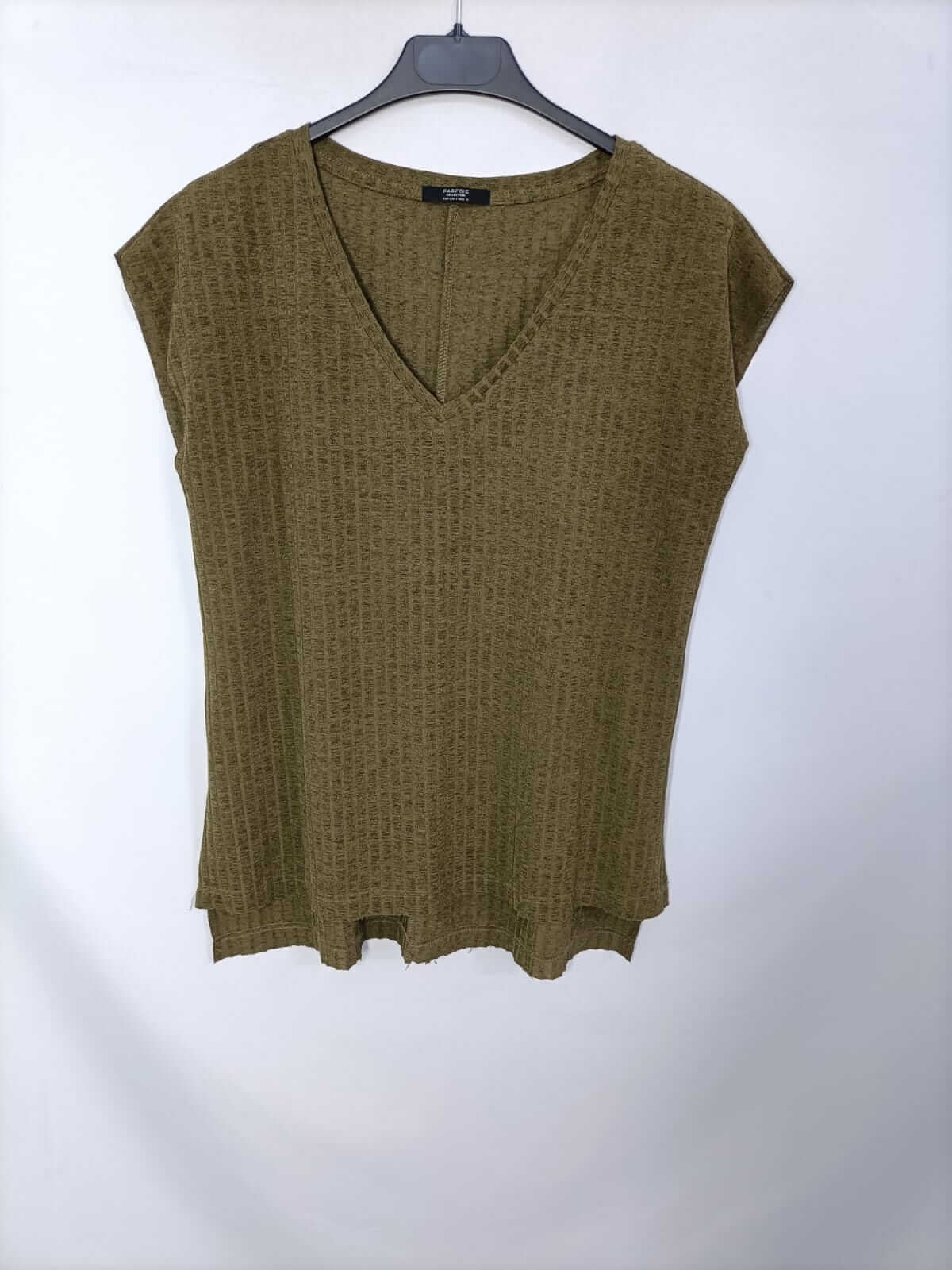 PARFOIS. Camiseta verde canalé T.m