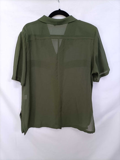 RAGUSSA.Blusa vintage verde hombreras T.50 (XL)