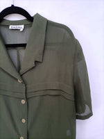 RAGUSSA.Blusa vintage verde hombreras T.50 (XL)